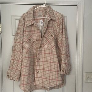 LOFT Pink and Beige Plaid Jacket